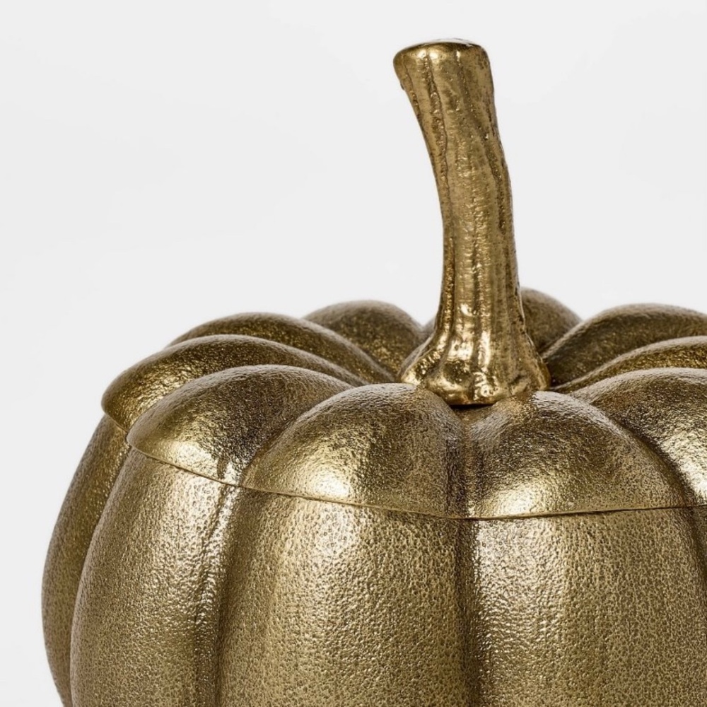Threshold Studio McGee Cast Metal Pumpkin Canister Gold - Picture 3 of 7